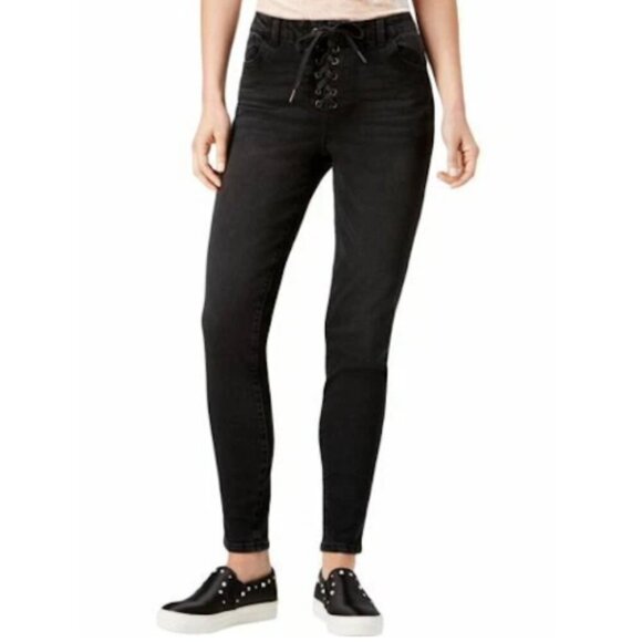 Pacsun | EUC High-Rise Lace Up Skinny Ankle Jeggings in Black Size 28 - Picture 1 of 8